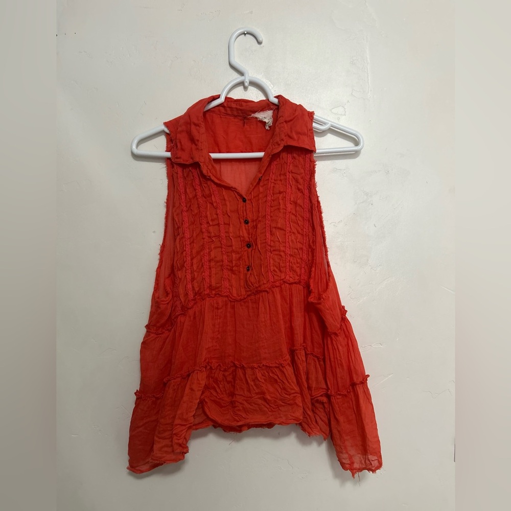 Free people one FP One orange tank top flowy size‎ small